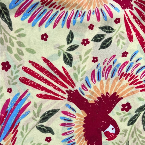RACHEL Rachel Ray Bright Yellow Parrot Print Flutter Sleeve Top NWT Size S - Picture 6 of 14
